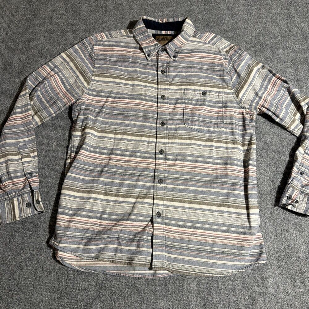 North River Shirt Mens Large Striped Button Down Long Sleeve Outdoor Gear Pocket